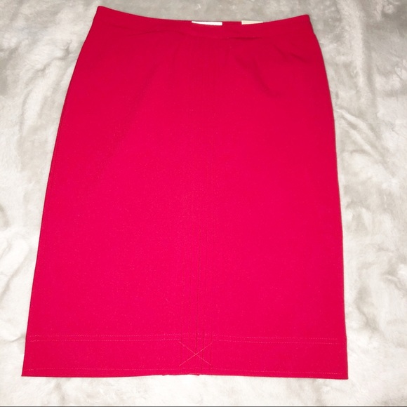 NWT! Worthington Skirt Red Pleated Pencil Career - Picture 1 of 12
